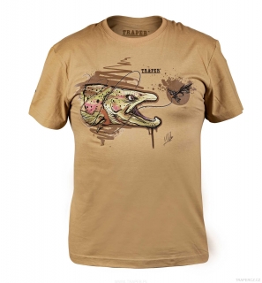 Rybářské tričko  ART TROUT SAND XXL
