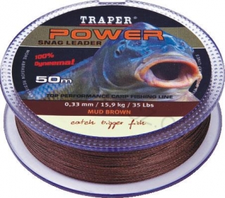 Maskovací šňůra Power kapr mud hnědý 50 m x 0,33 mm x 15,90 kg / 35 lbs